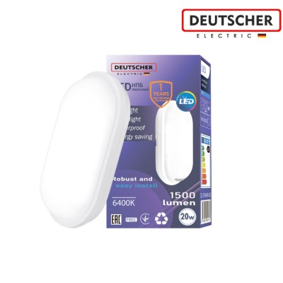 LED ДПБ овальный 20W 6400K IP65 (DEUTSCHER)