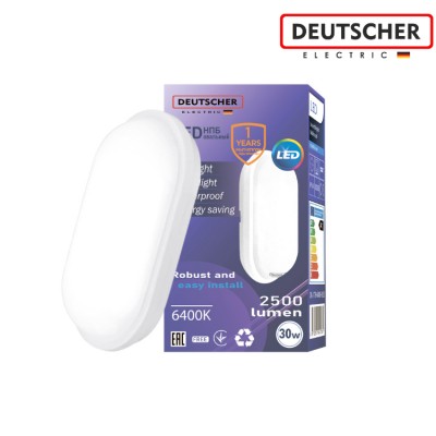 LED ДПБ овальный 30W 6400K IP65 (DEUTSCHER)