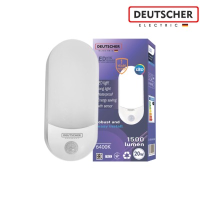 LED ДПБ овальный Датчиком 20W 6400K IP65 (DEUTSCHER)